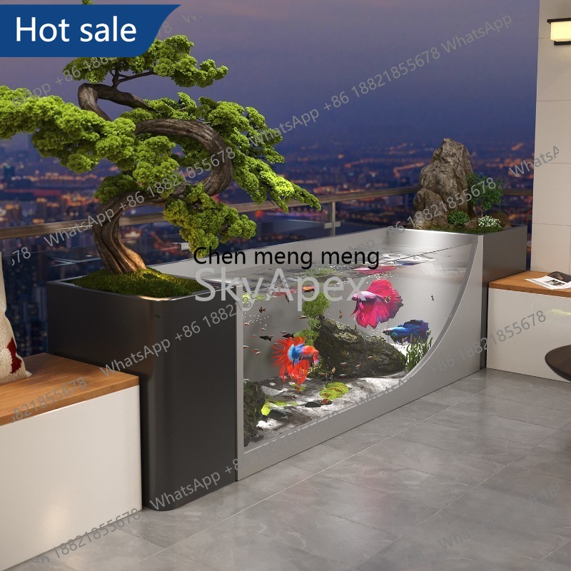 Marine Aquarium With Sump - M02 Fertiger Edelstahl-Balkon-Fischteich Rostfreier Zirkulierender Wasser-Glastank