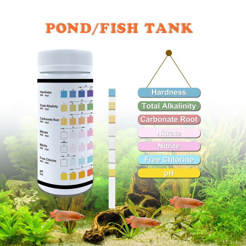 Marine Aquarium Water Test Kit - 7-in-1 Aquarium-Teststreifen Professionelles Wasserqualitäts-Testkit für Süß-